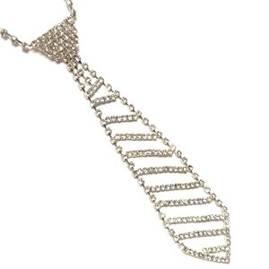 Necktie Menswear Silver Rhinestone Necklace
